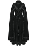 Punk Rave Womens Long Elegant Gothic Velvet & Faux Fur Beaded Cloak Coat