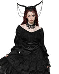 Dark In Love Womens Gothic Victorian Baroque Jacquard Velvet & Lace Blouse Top