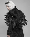 Devil Fashion Mens Gothic Aristocrat Chained & Feathered Shoulder Cape Cloak
