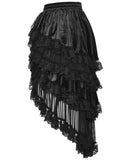 Dark In Love Womens Burlesque Gothic Layered Lace Hi-Low Skirt