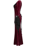Punk Rave Daily Life Womens Long Gothic Velvet Applique Maxi Dress - Red