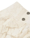 Dark In Love Womens Steampunk Lace High Low Skirt - Vintage Off-White