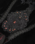 Eva Lady Dark Devore Gothic Velvet & Lace Wedding Dress - Black & Red