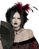 Punk Rave Womens Gothic Hair Barette With Red Feathers