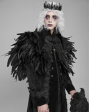 Devil Fashion Mens Gothic Aristocrat Chained & Feathered Shoulder Cape Cloak