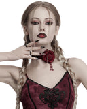 Punk Rave Daily Life Womens Gothic Burning Rose Choker Collar Necklace - Red