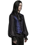 Punk Rave Mens Gothic Aristocrat Formal Jacquard Waistcoat Vest - Blue