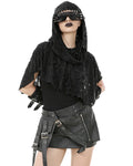 Dark In Love Womens Shredded Apocalyptic Punk Hooded Capelet Shrug