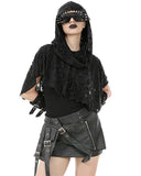 Dark In Love Womens Shredded Apocalyptic Punk Hooded Capelet Shrug