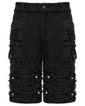 Punk Rave Mens Apocalyptic Punk Studded & Shredded Cutoff Shorts