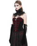 Eva Lady Womens Ornate Victorian Gothic Velvet Corset Top - Black & Red