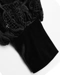 Punk Rave Womens Gothic Velvet Lace Applique Cutout Blouse Top - Black