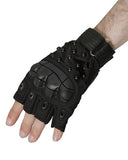 Punk Rave Mens Apocalyptic Punk Tactical Armour Studded Fingerless Gloves