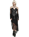 Punk Rave Womens Demonica Printed Gothic Mesh Dress