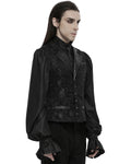 Punk Rave Mens Dark Gothic Skull Jacquard Waistcoat Vest Top - Black