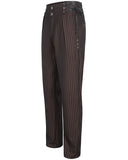 Devil Fashion Mens Tennyson Striped Steampunk Lacing Dress Pants - Brown