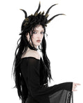 Dark In Love Womens Gothic Flowered Horns Fascinator Tiara