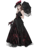 Eva Lady Womens Long Gothic Crucifix Prom Wedding Dress - Black & Red