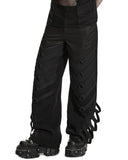 Punk Rave Mens Dark Gothic Cyberpunk Wide-Leg Strapping Pants