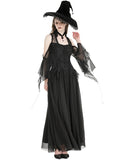 Dark In Love Long Dark Gothic Lace Cold Shoulder Maxi Dress