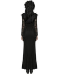 Punk Rave Womens Long Gothic Lace Sleeves Ruched Maxi Dress