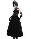 Eva Lady Womens Long Gothic Velvet Beaded Rose Ball Gown Wedding Dress - Black & Red