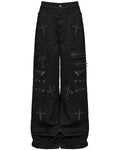 Punk Rave Womens Apocalyptic Gothic Cut & Sew Crucifix Cargo Pants