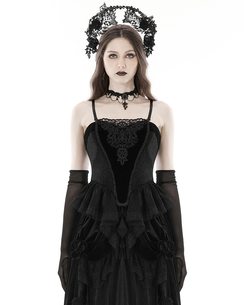 Dark In Love Womens Dark Gothic Courtesan Velvet Cami Corset Top ...