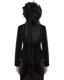 Punk Rave Womens Gothic Embroidered Velvet Cutaway Riding Jacket - Black