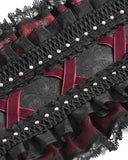 Devil Fashion Womens Gothic Lolita Rose Embellished Fascinator Headpiece - Black & Red
