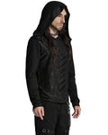 Punk Rave Mens Apocalyptic Punk Broken Knit Patchwork Hooded Top