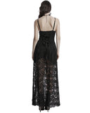 Punk Rave Daily Life Long Gothic Rose Lace Side Split Maxi Dress