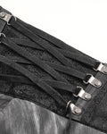 Devil Fashion Womens Long Victorian Steampunk Straps Maxi Skirt - Grey & Black