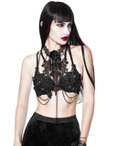 Eva Lady Gothic Guiture Rose Lace Beaded Bralette