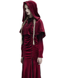 Punk Rave Daily Life Womens Velvet Gothic Lolita Hooded Split Tails Bolero Cape - Red