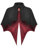 Dark In Love Womens Gothic Batwing Cameo Capelet Shrug - Black & Red