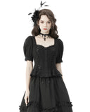 Dark In Love Steampunk Lolita Ribbon Lacing Off Shoulder Blouse