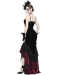 Eva Lady Womens Elegant Gothic Velvet & Lace Mermaid Evening Dress - Black & Red