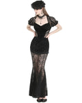 Dark In Love Long Elegant Gothic Sexy Burlesque Sheer Lace Mermaid Dress