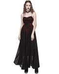 Punk Rave Daily Life Long Gothic Lace Applique Maxi Dress - Red & Black Gradient