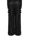 Punk Rave Mens Apocalyptic Gothic Shredded Knit Wide Leg Pants