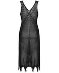 Punk Rave Womens Apocalyptic Gothic Techwear Crochet Knit Dress