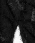 Punk Rave Womens Long Gothic Faux Fur Asymmetric Hooded Winter Cloak - Black