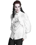 Devil Fashion Mens Gothic Vampire Beaded Crucifix Jacquard Dress Shirt - White