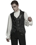 Punk Rave Mens Dark Victorian Gothic Damask Jacquard Waistcoat Vest - Black