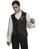 Punk Rave Mens Dark Victorian Gothic Damask Jacquard Waistcoat Vest - Black