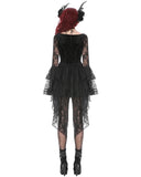 Dark In Love Womens Gothic Velvet & Lace Embroidered Crucifix Dress