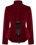 Punk Rave Womens Gothic Embroidered Velvet Cutaway Riding Jacket - Red