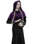 Punk Rave Daily Life Womens Velvet Gothic Lolita Hooded Split Tails Bolero Cape - Purple