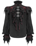 Devil Fashion Mens Apocalyptic Gothic Pirate Poet Shirt Top - Black & Red